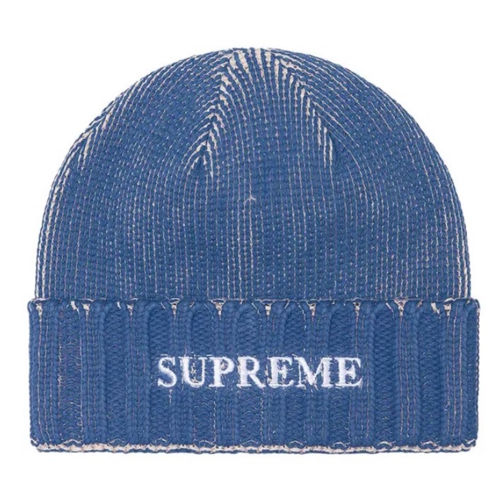 Supreme Overprint Beanie Blue SS22 Knit Hat Logo OS